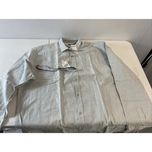 Mens Elle et Lui French Size XL Regular Fit Linen Shirt Button Up Long Sleeve